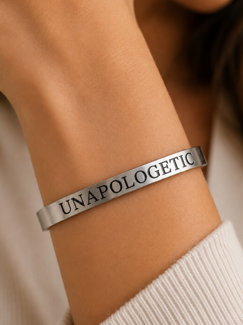 MODCLOTH DELICATE CUFF WITH ENGRAVED "UNAPOLOGETIC"